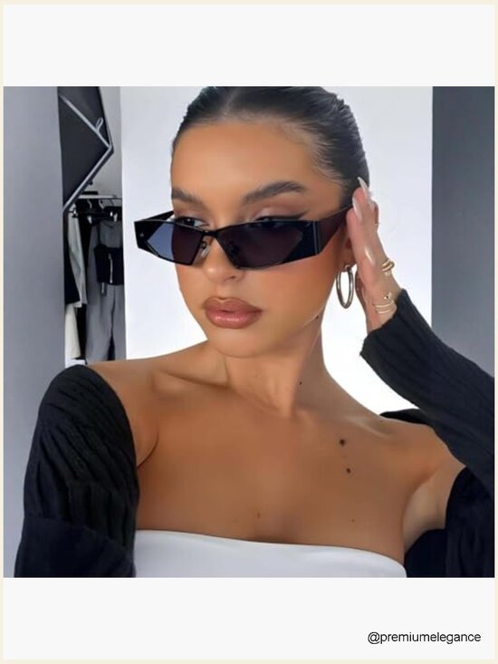 Y2k Retro Cat Eye Sunglasses Narrow Metal Frame UV Protection main image 4